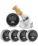 5 Pieces Natural Shaving Soap & Brush Set - Smoothest Wet Shave Fast Lather Eco-Friendly Puck Soap - Buy Online on GoSupps.com