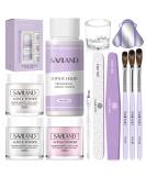 Saviland Acrylic Nail Kit for Beginners - 15g Clear/White/Pink Powder and Liquid Set with Nail Brush, Forms, and Dappen Dish - Easy to Use Starter Kit for Home DIY - Buy Online on GoSupps.com
