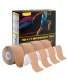 Dimora Kinesiology Tape - 4 Rolls Elastic Cotton Sports Tape 80 Precut Strips Medical Grade Muscle Pain Relief & Joint Support - Beige International Shipping Available - Buy Online on GoSupps.com