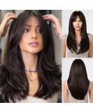 Buy Allbell Long Layers Dark Brown Wig with Curtain Bangs - Heat-Resistant Synthetic Wigs for Women | International Shipping Available - Buy Online on GoSupps.com