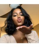 K'ryssma Short Bob Lace Front Wig 14 Black Natural Wave T-Part Synthetic Hair Wig for Black Women - Glueless Shoulder Length Wavy Hair - Buy Online on GoSupps.com