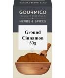 GOURMICO Ground Cinnamon Ideal to Spice Up Cakes Breads & Hot Drinks or Paired with Savoury Chicken and Lamb Curries. Suitable for Vegetarians and Vegans 50g Pack Dark Grey/White - Buy Online on GoSupps.com