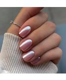 KQueenest Chrome Light Pink Short Square Press on Nails | Acrylic Soft Gel with Pearlescent Effect Perfect Petite False Nail Set for Women & Girls - Buy Online on GoSupps.com