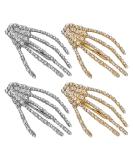 4-Piece Skull Rhinestone Hair Clips - Gothic Sparkling Skeleton Hairpins for Kids & Adults - Buy Online on GoSupps.com