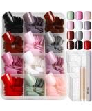 Teenitor Short Press On Nails - 12 Packs Glossy Square Fake Nails for Women with Adhesive Tabs and Nail Files - Buy Online on GoSupps.com