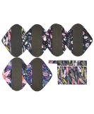 7pcs Set: Mini Wet Bag + 6pcs 8 Charcoal Bamboo Mama Cloth Menstrual Pads - Reusable Sanitary Pads - Buy Online on GoSupps.com