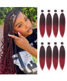 Leeven 16 Inch Pre Stretched Braiding Hair 8 Packs EZ Braiding Hair Extensions Burgundy Red EZ Braid Pre Stretched for Box Braids /1B900# 16 Inch (Pack of 8) 1B900 - Buy Online on GoSupps.com