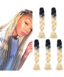 SEGO 5 Pieces Ombre Hair Braid Extensions - 24 Crochet Braiding Hair in Black & Light Blonde - Ideal for Stylish Hairstyles - Buy Online on GoSupps.com