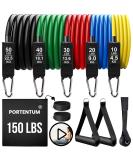 Resistance Bands Weight Building Kit - 150 lbs - 12 Elastic Bands for Yoga, Calisthenics, Gym - Elastic Muscle Bands with Anklets and Door Grip - Buy Online on GoSupps.com