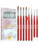 Kredioo Professional Nail Art Brushes Kit - 8Pcs for Gel Polish, Line Detail, Dotting, French Nail Design - Buy Online on GoSupps.com