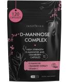 D-Mannose 1000mg Tablets - UTI Treatment & Cystitis Relief for Women - High-Strength 3-in-1 Formula with Cranberry Extract, Vitamin C - 120 Capsules - Buy Online on GoSupps.com