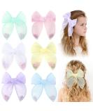 6 PCS Tulle Hair Bows with Glitter Star Alligator Clips - Colorful Wedding Hair Accessories for Girls, Infants, Teens, Women - Birthday Party Barrettes - Buy Online on GoSupps.com