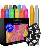 Jim&Gloria Face Paint Kit With Gold And Silver 12 Colors Large Washable Face & Body Painting Crayons with Stencils Kids Toddlers and Adults Gifts Crafts For Christmas Stocking Stuffers Safe For Sensitive Skin - Buy Online on GoSupps.com