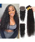 Water Wave Human Hair Bundles with Closure - 3 Bundles Wet and Wavy Hair Extensions - 100% Unprocessed Virgin Hair - 12 14 16 Inch Bundles with 10 Inch Lace Closure - Buy Online on GoSupps.com