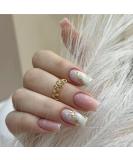 Pink White Square Press On Nails Kit - 24 Reusable Medium Fake Nails with Glue | International Shipping Available - Buy Online on GoSupps.com