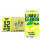 Living Things Prebiotic Soda - Gut Health & Low Calorie Drink - 12 x 330ml Cans - High in Fibre - Lemon & Ginger - Buy Online on GoSupps.com