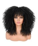 ANNISOUL 16Inch Curly Wigs for Black Women Black Afro Bomb Curly Wig with Bangs Synthetic Fiber Glueless Long Kinky Curly Hair 16 Inch Black - Buy Online on GoSupps.com