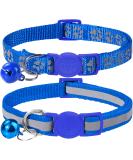 Taglory Reflective Cat Collar - Adjustable 2-Pack with Safety Clasp & Bell - Dark Blue 19-32cm - Perfect for Cats & Kittens - Buy Online on GoSupps.com