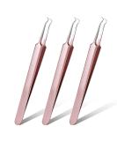 3-Piece Stainless Steel Blackhead Tweezer Set - Best Pimple Extractor Tool for Removing Blackheads, Whiteheads, and Pimples - Curved Tweezers for Skin Blackhead Removal - Champagne Purple - Buy Online on GoSupps.com