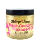 Shine N Jam Black Castor & Flaxseed Oil Styler Gel 16oz - Ultimate Hair Styling Solution - Buy Online on GoSupps.com