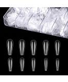 500 PCS Ballerina Fake Nails - Acrylic Artificial Nail Tips Coffin Shape Long Clear Box 10 Sizes - Buy Online on GoSupps.com
