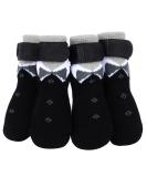 Petloft Anti-Slip Dog Socks - 4 Pack Indoor Slide-Resistant Socks for Small & Medium Dogs Cats & Puppies | Adjustable & Removable Fastening Tape (Black Paw) - Buy Online on GoSupps.com
