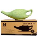 HealthGoodsIn Premium Handcrafted Ceramic Neti Pot - Freckle Pattern Green - Buy Online on GoSupps.com