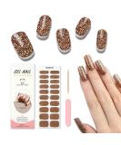 Foyute Semi Cured Gel Nail Strips 20 Pcs Soft Self-Adhesive Gel Nail Polish Wraps Sticker for Salon-Quality Manicure Set Long Lasting Easy to Apply & Remove Nail File & Wooden Stick (Gold glitter A) - Buy Online on GoSupps.com