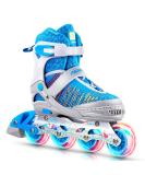 PAPAISON Inline Skates with Light up Wheels - Adjustable Illuminating Roller Skates in Blue & Grey for Kids, Youth, Women, and Men - Large Size - Buy Online on GoSupps.com