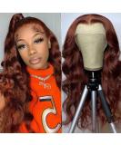 QTHAIR 14A Body Wave Lace Front Wig 18inch Copper Red Pre Plucked Glueless Human Hair - Buy Online on GoSupps.com