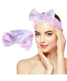 Spa Bowknot Headband for Women - Soft Coral Fleece Elastic Hair Band for Makeup & Shower | Pink-Violet Cosmetic Headwrap - Buy Online on GoSupps.com