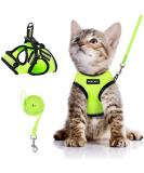 Aokcats Adjustable Soft Reflective Cat Harness Set with Leash & Dishes - Leak-Proof Design for Kittens & Rabbits - Light Green - Buy Online on GoSupps.com