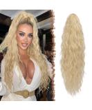 FESHFEN Long Braid Ponytail Hair Extension - 65cm Wavy Curly Synthetic Clip-in Hairpiece for Women - Drawstring Blonde Braid - Buy Online on GoSupps.com