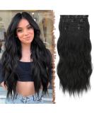 Feshfen clip in extensions 4PCs 50 cm full of head hair extensions with clips synthetic corrugated hair exension natural black wavy hair extensions clip in hair part for women 180g - Buy Online on GoSupps.com
