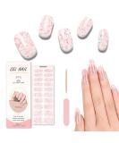Semi Cured Gel Nail Strips (20 pcs) - Salon-Quality Manicure Set in Shiny Pink - Long Lasting & Easy to Apply/Remove - Includes Nail File & Cuticle Stick - Buy Online on GoSupps.com