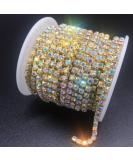 Dowarm 10 Yards Rhinestone Chain Roll - Gold AB SS6 2MM Crystal Claw Cup Chain Trim | Sew on Crystal Rhinestone Chain for DIY Projects - Buy Online on GoSupps.com