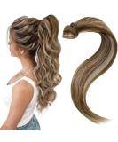 Easyouth Real Hair Highlight Ponytail Extensions - Medium Brown Mixed Honey Blonde - 20 Inch 80g - Clip in Human Hair - Long & Soft - 4-Pony #3P27(#4P27) - Buy Online on GoSupps.com
