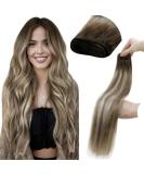 LAAVOO Weave Weft Real Hair Extensions - Balayage Blond Dark Brown Light Brown 45cm Tress Extensions for Sewing - 100g #3/8/24 - Buy Online on GoSupps.com