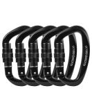Paliston Locking Carabiner - 25kN 5600lb Climbing Carabiner Screw Gate D Shape Carabiner B-All Black Pack of 5 - Buy Online on GoSupps.com