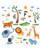Decowall DW-1206 Wild Jungle Animals Wall Stickers for Kids - Peel and Stick Removable Decals for Nursery, Bedroom, Living Room - Buy Online on GoSupps.com