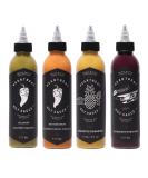Heartbeat Hot Sauce 4 Pack - Small Batch & Handmade Vegan Preservative Free - 6 oz Bottles - Pineapple, Red Habanero, Blueberry, Jalape o - Buy Online on GoSupps.com
