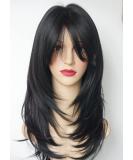 Long Layered Multicolor Shoulder-Length Wig - Synthetic Hair for Women (Black) - Buy Online on GoSupps.com