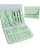 Leipple Manicure Set Professional Pedicure Kit Nail Care Tools - 16 in 1 Stainless Steel Nail Clippers Tools - Grooming Kit with Luxurious Leather Travel Case (Green) - Buy Online on GoSupps.com