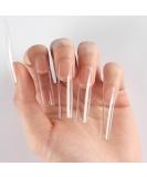 Wellquinn No C Curve Square Nail Tips - 360pcs Extra Long Clear Acrylic XXL False Nails - Buy Online on GoSupps.com
