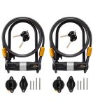 Via Velo 2 Bicycle U-Lock Set - Heavy Duty 14mm Shackle and 10mm x 1.8m Cable - Same Key System - Ideal for Road, Mountain, Folding Bike - 2 Pack - Buy Online on GoSupps.com