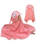 Funmo Baby Hooded Towel 70x140 cm - Soft Super Absorbent Bath Towel for Toddlers (0-5 Years) - Cute Pink Design - Buy Online on GoSupps.com