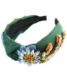 Yusier Baroque Rhinestone Crystal Green Headband for Women - Embroidered Hair Accessory - Buy Online on GoSupps.com