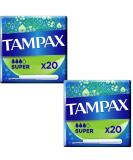 Cardboard Applicator Bundle with Tampax Blue Box 40 Tampons Bundle (2 Packs of 20) | Leak Protection | Super Absorbent | Fragrance-Free | with Oerich Mini Nail Files - Buy Online on GoSupps.com