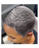 MOONSHOW Grey Short Pixie Wig - Natural Synthetic Layered Style for Black Women - Buy Online on GoSupps.com