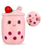 BoBa Plushie Bubble Tea & Ice Cream Fruit Plush Pillow - 35cm Pink - Buy Online on GoSupps.com